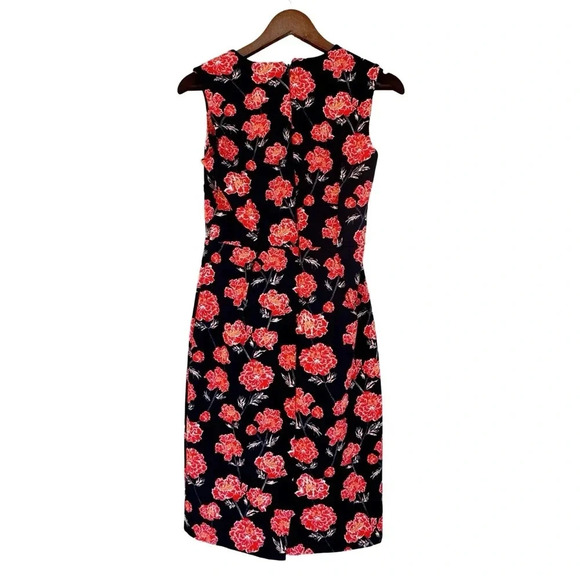 Banana Republic Navy Sleeveless Sheath Dress Red Floral Sz 2 - Picture 2 of 8